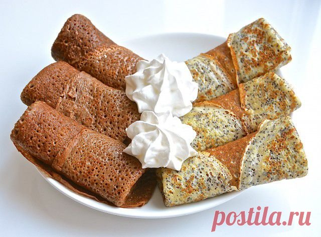 Блины шоколадные и маковые