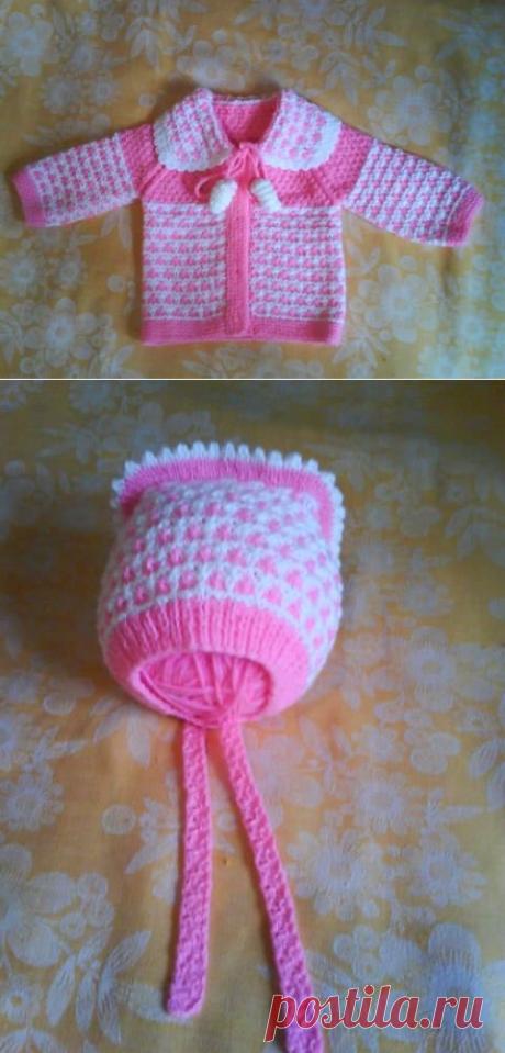 Шапочка и кофточка для малышки.