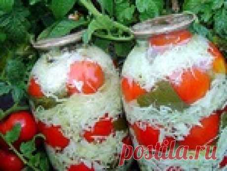 Невероятно вкусные помидоры с капустой на зиму