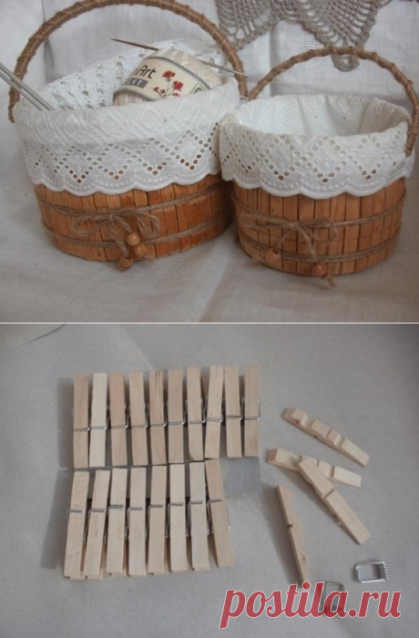 Корзинка из прищепок