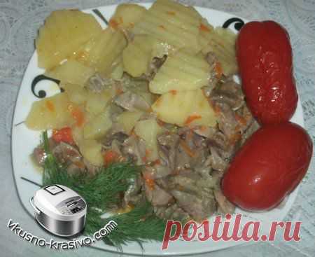 Куриные желудки в мультиварке с картофелем » Рецепты для мультиварки