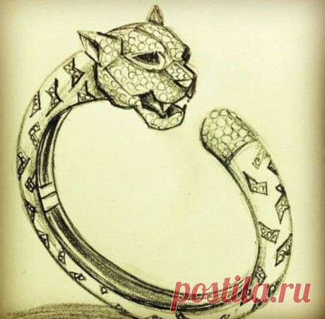 Кольцо. Эскиз. Женское кольцо. Ягуар.