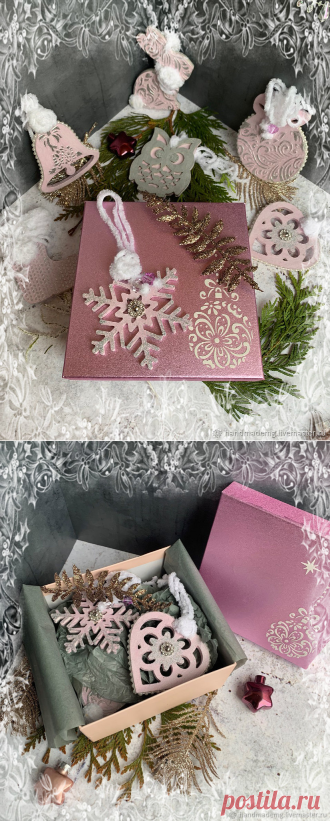 Набор ёлочных украшений Розовая дымка купить в интернет-магазине Ярмарка Мастеров по цене 2500 ₽ – U2YVCRU | Елочные игрушки, Москва - доставка по России