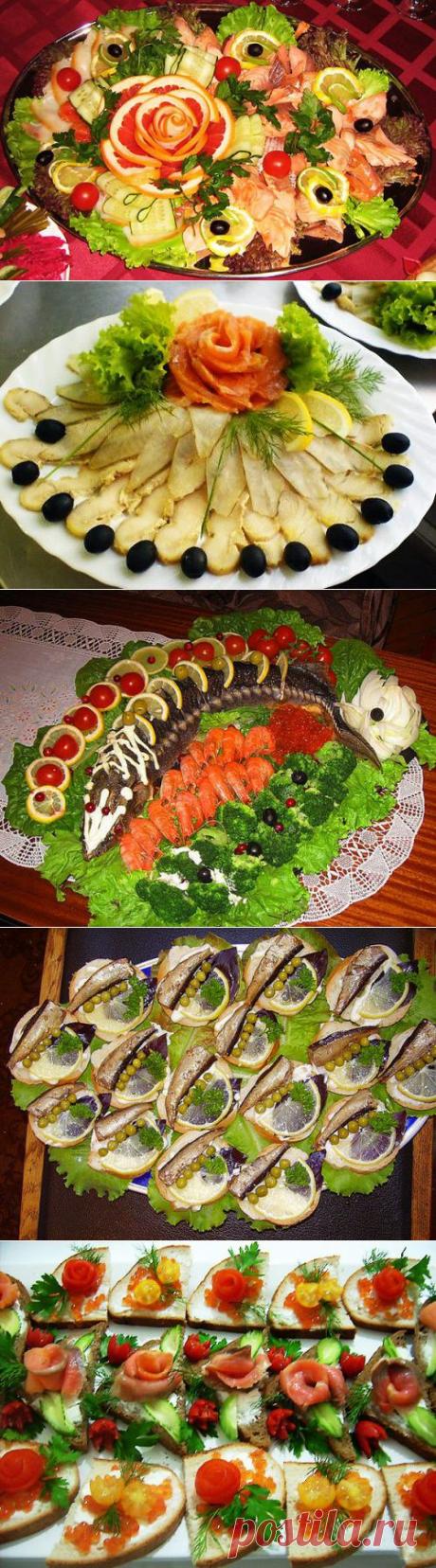 Украшение новогодней нарезки: рыбная тарелка - Простые рецепты Овкусе.ру