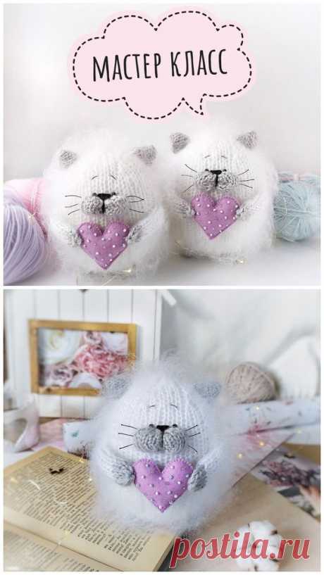 кот котенок котик толстый кот вязаная игрушка вязаный кот белый кот пушистый кот описание вязания мастер класс по вязанию схема игрушки амигуруми кот мк амигуруми амигуруми схема