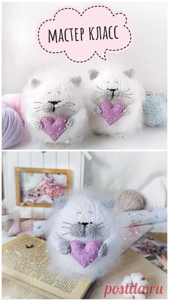 кот котенок котик толстый кот вязаная игрушка вязаный кот белый кот пушистый кот описание вязания мастер класс по вязанию схема игрушки амигуруми кот мк амигуруми амигуруми схема