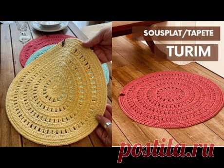SOUSPLAT TURIM | LINDO SOUSPLAT EM CROCHÊ | E COM A MESMA RECEITA, FAÇA TB UM LINDO TAPETE DE PORTA
