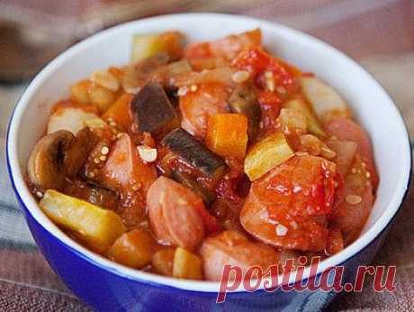 Овощное рагу с грибами и сосисками - рецепт приготовления с фото / COOK-MASTER.RU