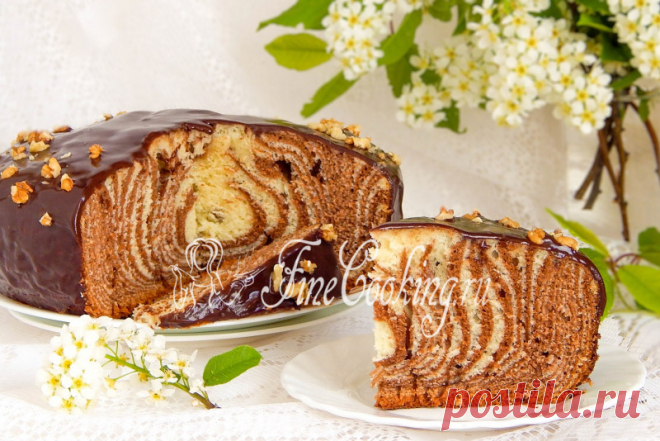 Пирог Зебра в мультиварке - рецепт с фото