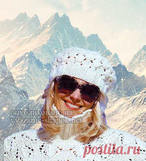 Белый Ажурный Берет Спицами пряжей Новита | Вязание Шапок - Модные и Новые Модели