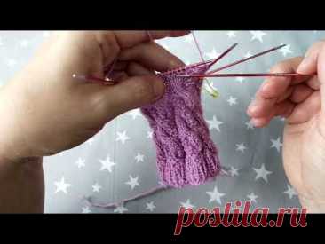 Необычные косы на носочках / подробное видео / узоры спицами схема.