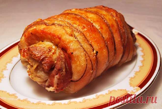 Рулет из свиной брюшины в духовке - рецепт / Простые рецепты