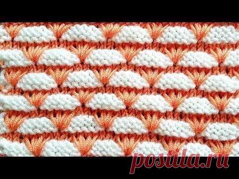 Двухцветный узор с облаками на спицах для детских изделий