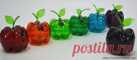 Яблочки-шкатулки из пластиковой бутылок