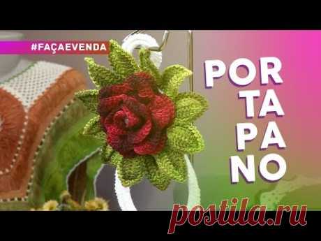 Porta pano de prato com flor por Maria José