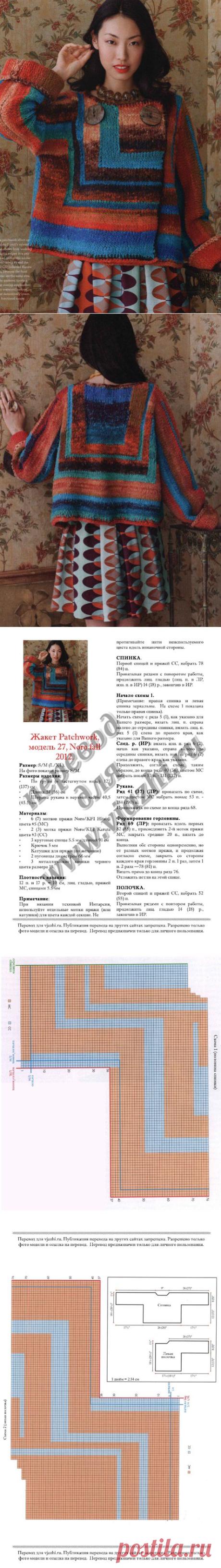 Вязание жакета Patchwork, модель 27, Noro fall 2012..