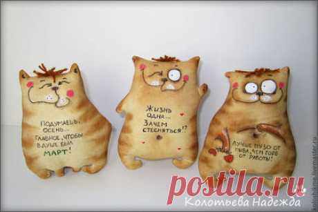 Купить Коты шкодные - коричневый, коты, позитив, примитив, примитивы, кот, кофе, кофейный