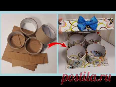 Шкатулка из бобин от скотча. Шкатулка своими руками/DIY box.