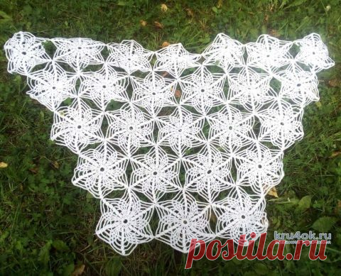 Белоснежная шаль крючком. Работа Марины Алексеевны