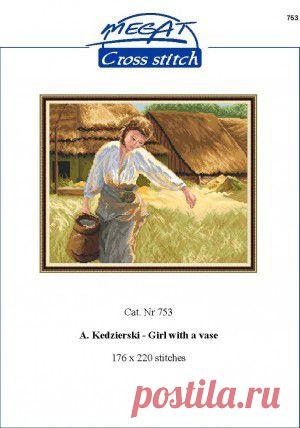 Megat Cross Stitch 753 A.Kedzierski - Girl with a vase (вышивка крестиком)