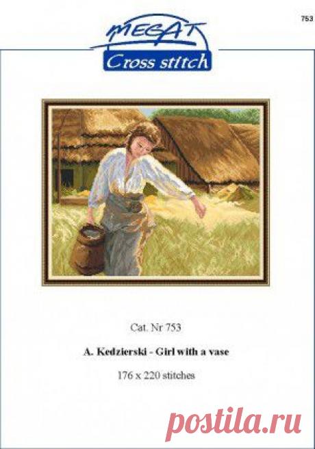 Megat Cross Stitch 753 A.Kedzierski - Girl with a vase (вышивка крестиком)