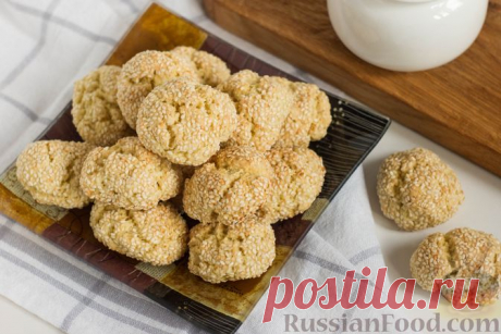 Рецепт: Постное печенье с кунжутом на RussianFood.com