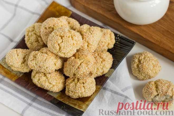 Рецепт: Постное печенье с кунжутом на RussianFood.com