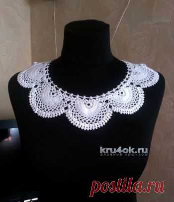 Ажурный воротник. Работа Елены Саенко Ажурный воротничок крючком. Пряжа