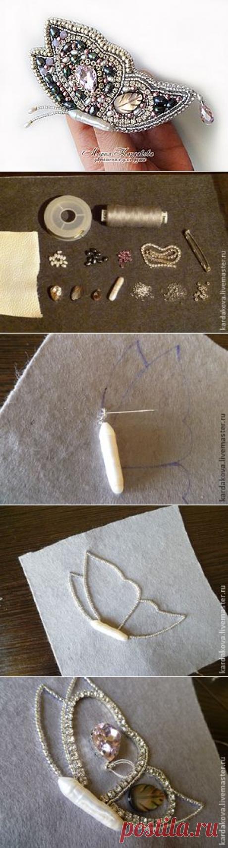 Бисерная брошь &quot;Лунная бабочка&quot;. МК Марии Кардаковой