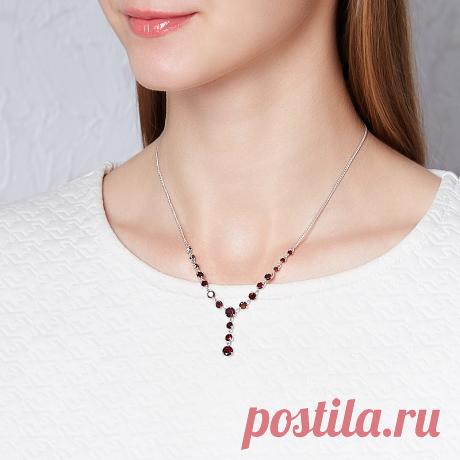 13.590 р-Купить Бусы гранат альмандин Индия (серебро 925 пр. родир. бел.) (колье) огранка 45 см (+5 см) Доставка по всему миру! Заходи и покупай сейчас! | Интернет-магазин Минерал Маркет - 419866