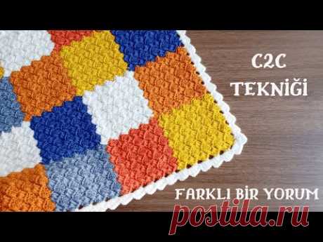 C2C TEKNİĞİYLE ÖRÜLEN FARKLI BİR BATTANİYE MODELİ - (ENGLISH SUBTITLES) C2C BLANKET PATTERN