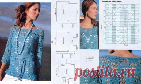 Туника крючком бирюзового цвета