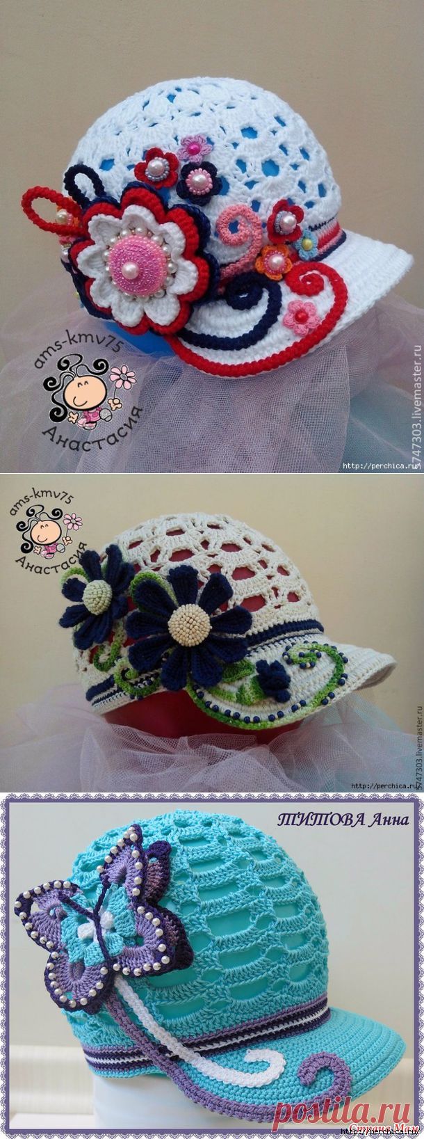 Кепка-бейсболка с козырьком и цветами - МК