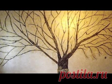 ДЕРЕВО ФАКТУРОЙ НА СТЕНЕ своими руками! WOOD FACTURE ON THE WALL Make it yourself!