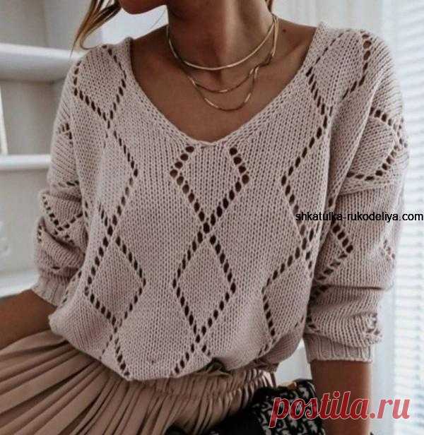 Стильный женский джемпер спицами + мастер класс (Вязание спицами) – Журнал Вдохновение Рукодельницы
