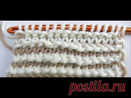 Tunesisch Häkeln - 1 Reihe Strickstich, 1 Reihe Reversestich im Wechsel