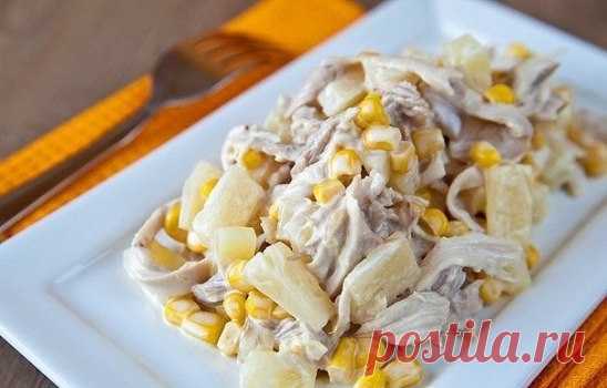Как приготовить салат с курицей и ананасами - рецепт, ингредиенты и фотографии