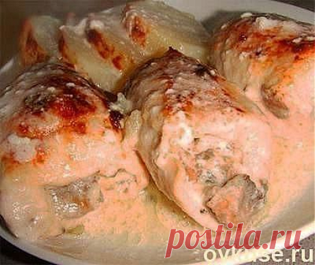 Куриные рулеты с грибами в сливках - Простые рецепты Овкусе.ру