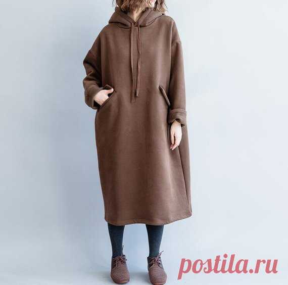 Women's brown Dresses, Woman Long Sleeve dress, Loose hooded dress 【Fabric】 Cotton 【Color】 brown 【Size】 Shoulder width 60cm / 23.4 Bust 136cm / 53 Sleeve length 48cm / 19 Length 103cm/ 40  Have any questions please contact me and I will be happy to help you.