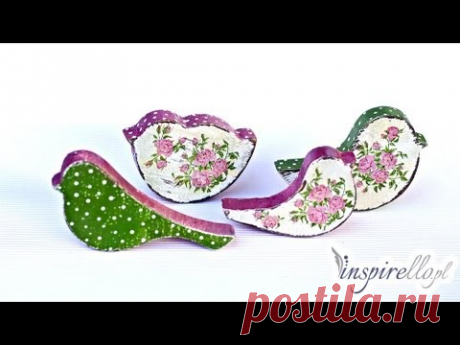 Decoupage krok po kroku - wiosenny stroik z ptaszkami