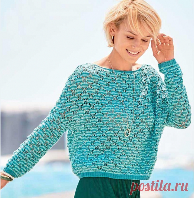 Двухцветный пуловер оверсайз спицами - Knitting.Klubok.ru.com