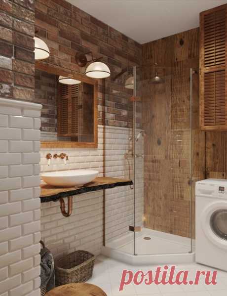 Дизайн ванной комнаты: смесь лофта и фьюжена 