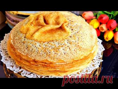 Лучшие КРУЖЕВНЫЕ ТОНКИЕ БЛИНЧИКИ без соды,разрыхлителя и дрожжей!🥞🥞🥞+ещё супер вкусный рецепт САЛАТА