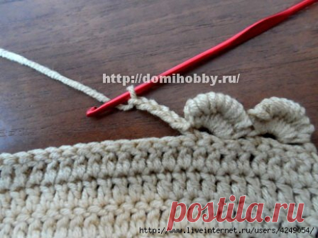 Обвязка края фестонами крючком .