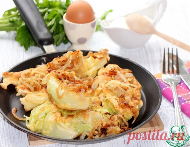 Капустные шницели с луковыми шкварками – кулинарный рецепт