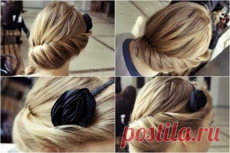 Красивая укладкам на каждый день всего за 5 минут 
1. Начинаем с височной секции: отделяем прядь и делим ее на 2 части. 2. Верхнюю прядь кладем на нижнюю, и еще скручиваем — таким образом верхняя прядь возвращается на свое место, а у нас в руках есть…