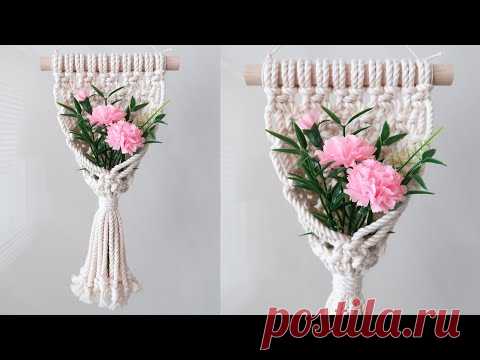 DIY Mini Macrame Wall hanging tutorial / 마크라메 플랜트 행잉 / Mini colgante de pared de macramé