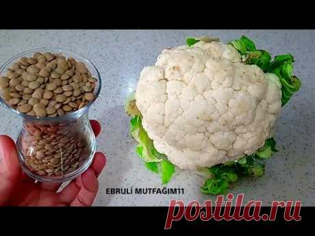 BİR KARNABAHAR BİR BARDAK MERCİMEK İLE NEFİS YEMEK TARİFİ - YouTube