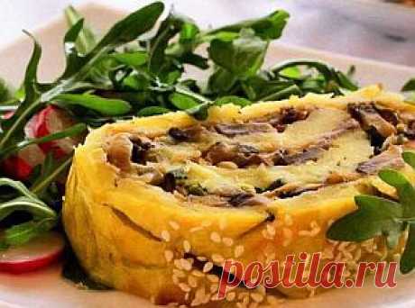 Картофельный рулет с грибами