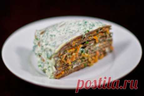 Рецепт Вкусный куриный печеночный торт в домашних условиях